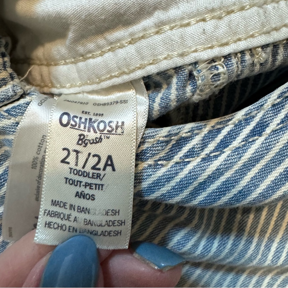 Vintage OshKosh B’Gosh Blue & White Pinstripe Overalls | Size 2T | Made in USA - Picture 6 of 6